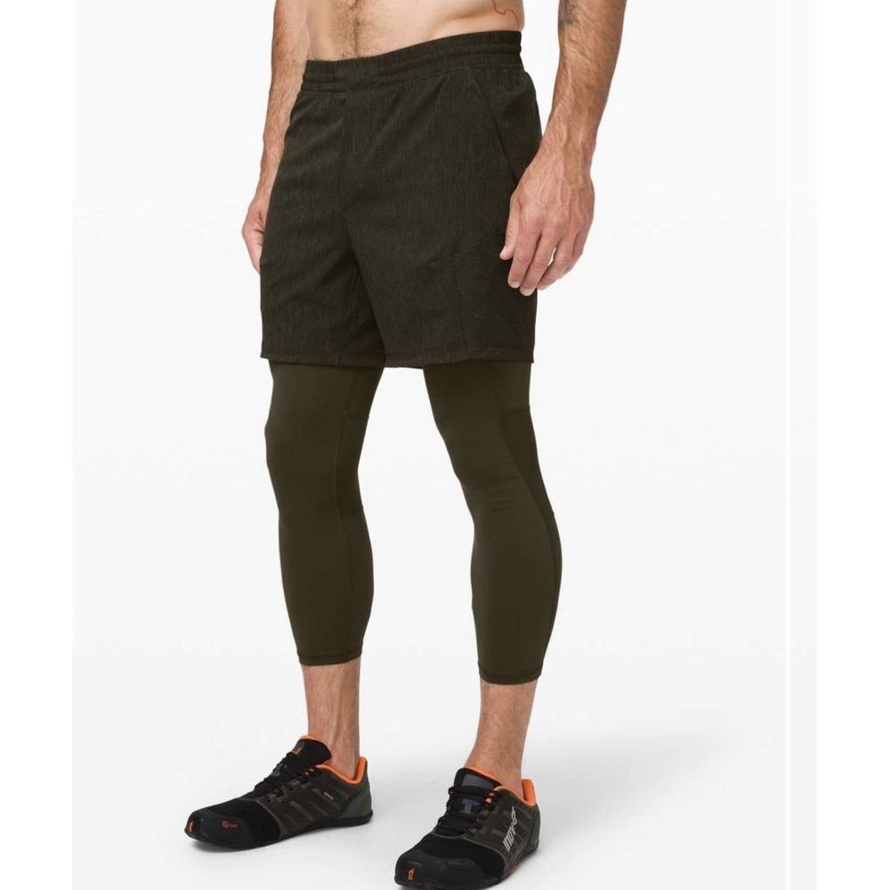 Lululemon Men's Active Expert Shorts Tights 6" BLACK 2-In-1 Medium